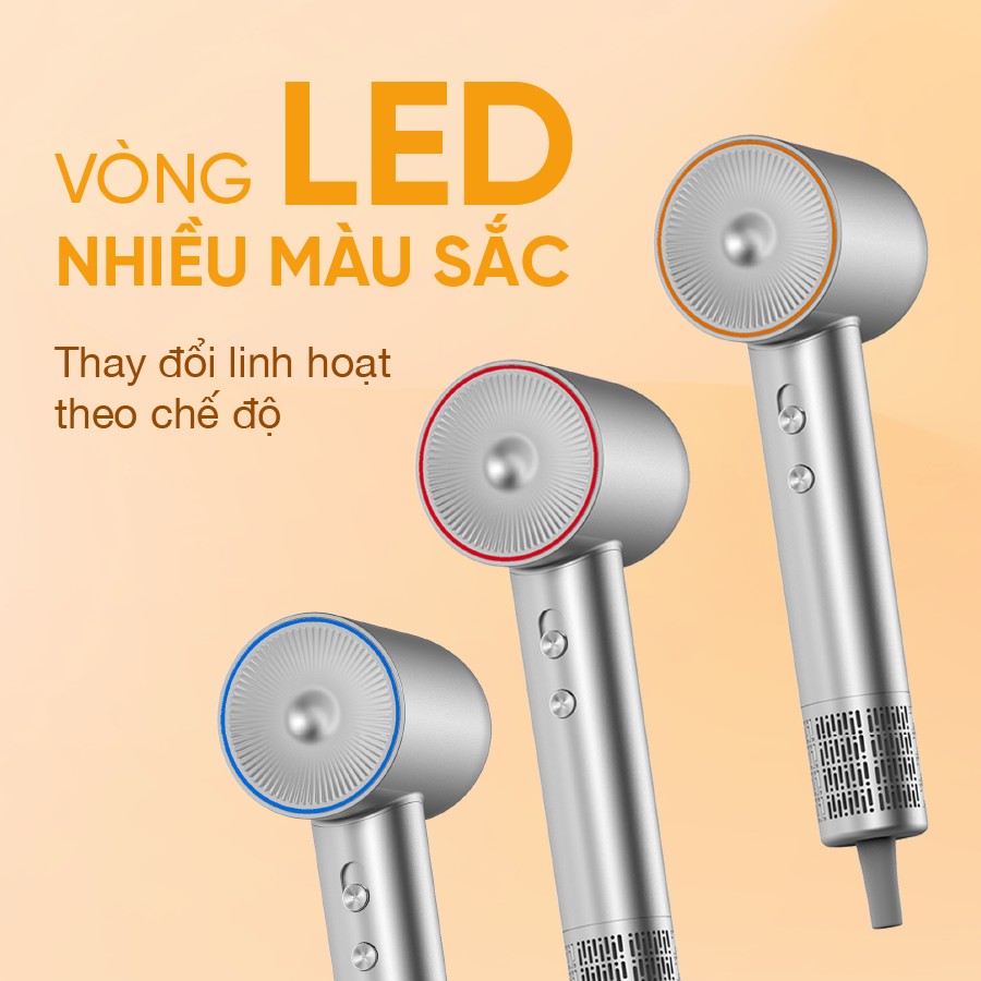 Máy sấy Life360 LF-MST23 với vòng LED nhiều màu thay đổi theo chế độ